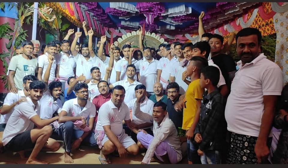 Celebrating together in the pandal